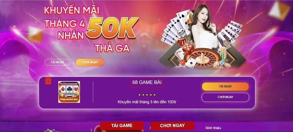 Cách nhận khuyến mãi 68 game bài